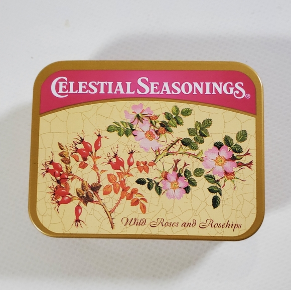 Celestial Seasonings Wild Roses Rosehips Collectible Tea Tin Vintage Storage - Picture 2 of 6